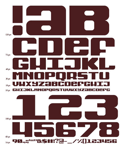 Chunky Monkey typeface scale page