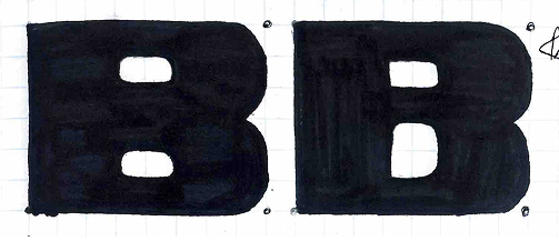 sketch of Chunky Monkey letter form B