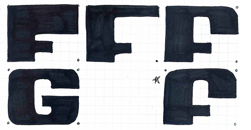 sketch of Chunky Monkey letter form F