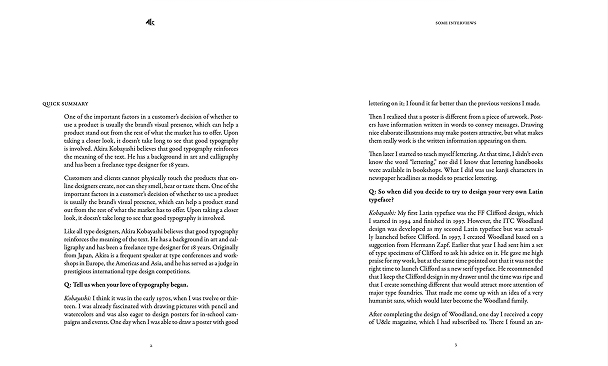 Spread of design from the Designer Interviews project