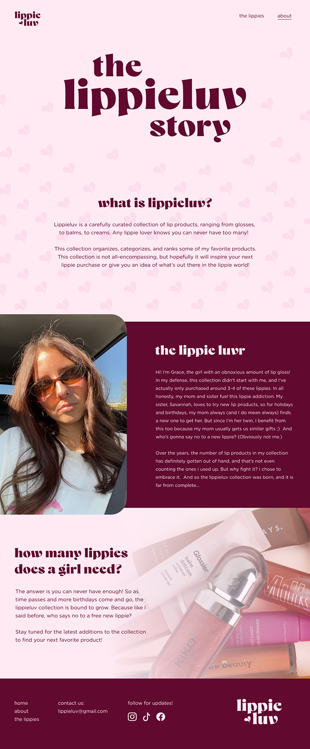 Lippieluv design about page