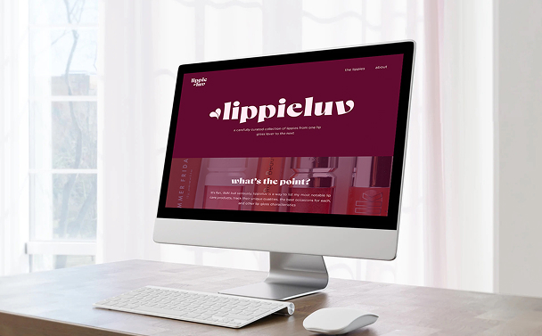 desktop monitor mockup displaying lippiluv website design