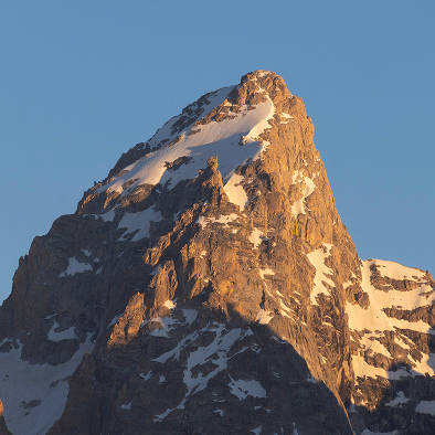 close-up view of the peak of a rocky mountain