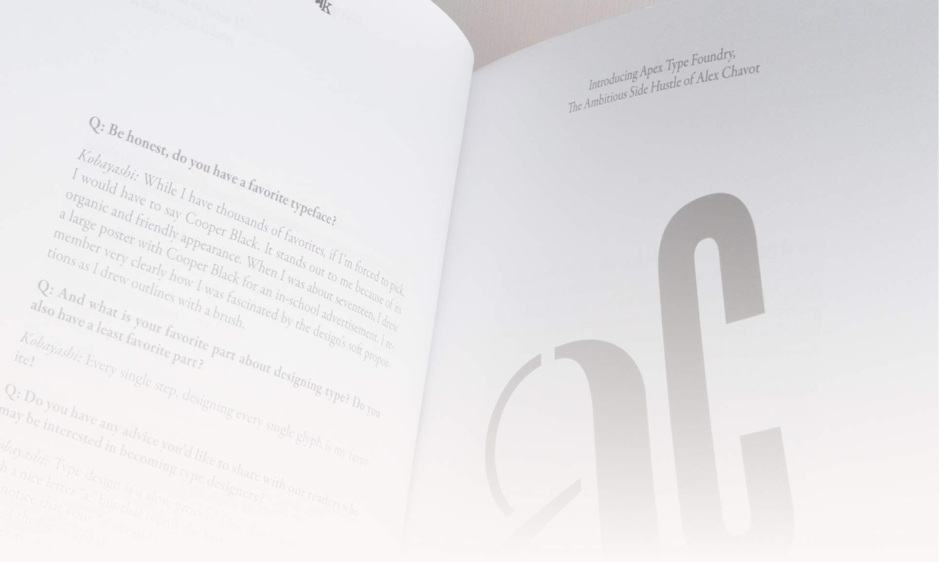 Open book displaying a page layout design